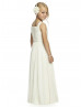 Square Neck Ivory Pleated Chiffon Lace Junior Bridesmaid Dress